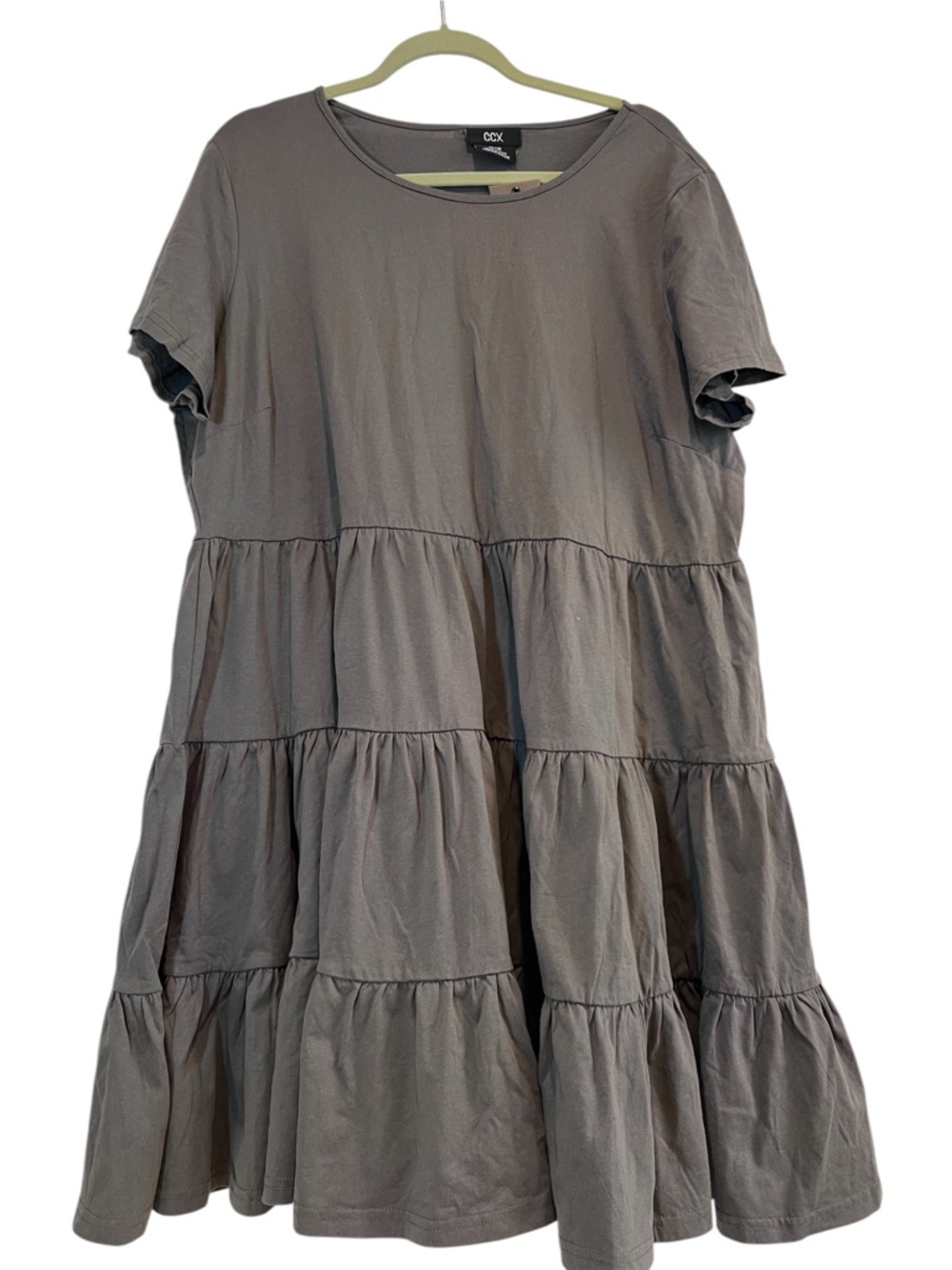 NWT CCX Sweet Tier Dress Khaki Green Plus Size M / 18 Babydoll Mini Breathable